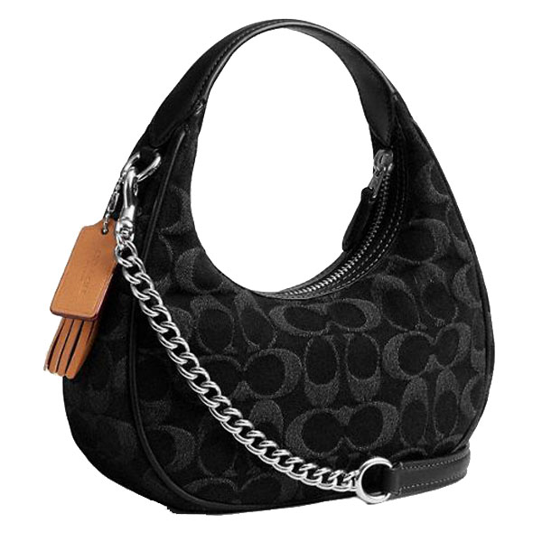 Coach Carmen Mini Crossbody Bag In Signature Denim Silver Black # CCZ47