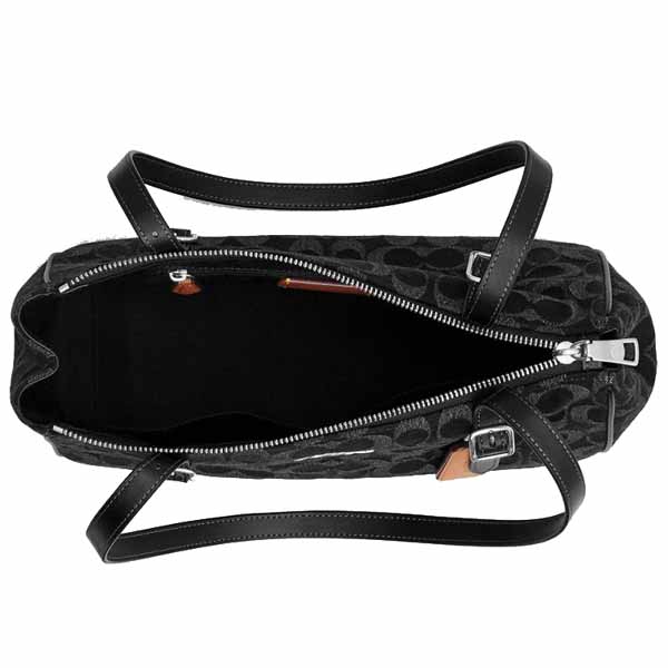 Coach Asher Shoulder Bag In Signature Denim Silver Black # CDB92