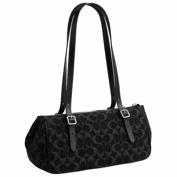 Coach Asher Shoulder Bag In Signature Denim Silver Black # CDB92