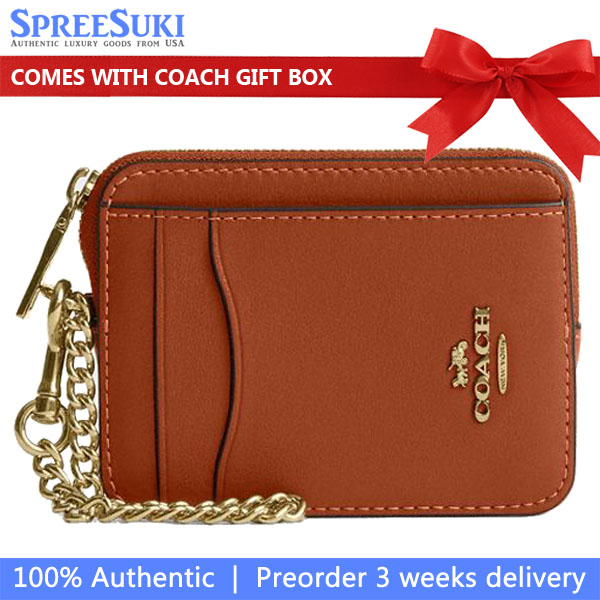 Coach Zip Card Case Amber Brown # CCV89