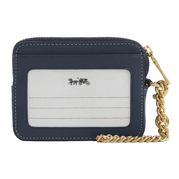 Coach Zip Card Case In Signature Denim Indigo Blue Denim # CDM29