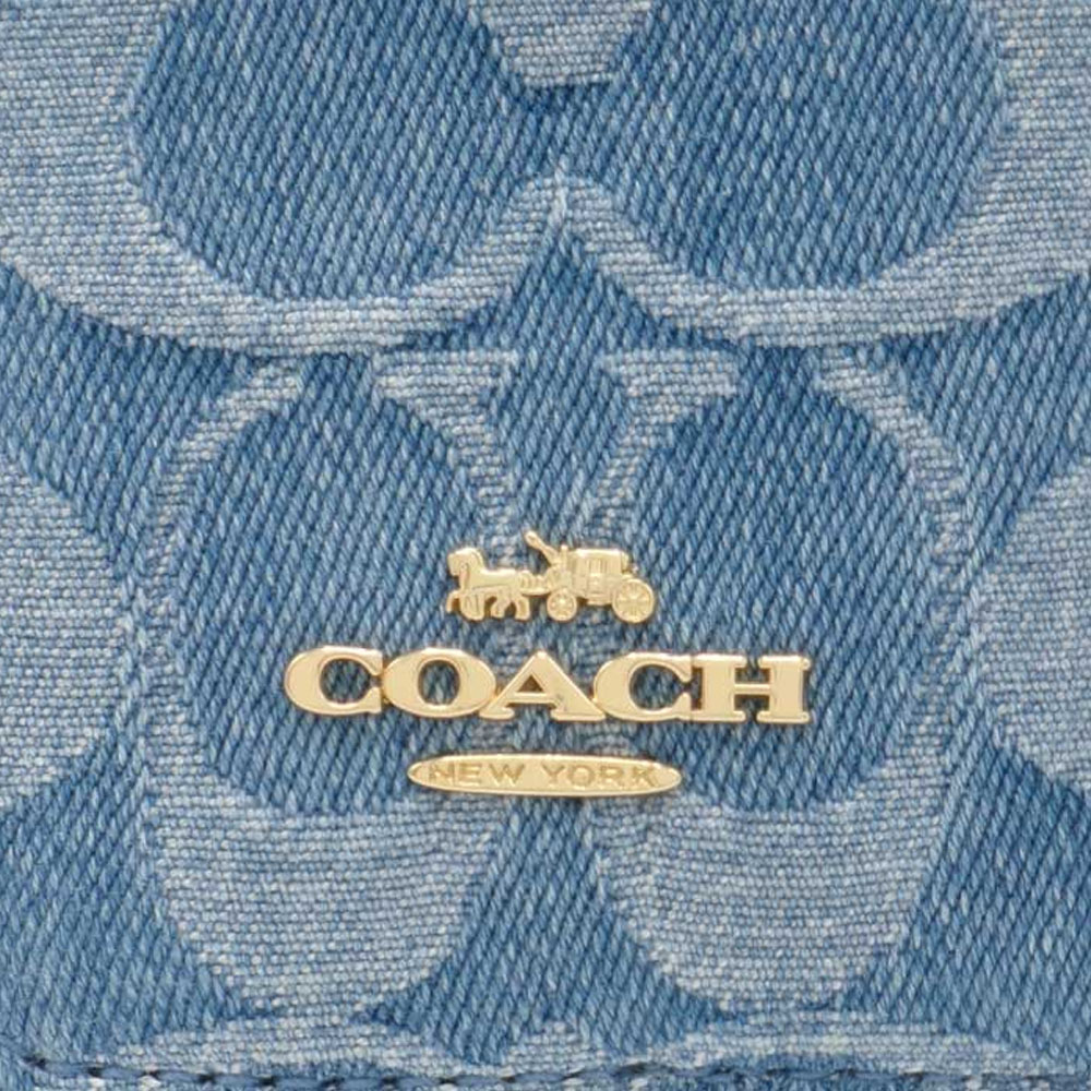 Coach Zip Card Case In Signature Denim Indigo Blue Denim # CDM29