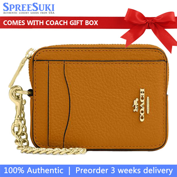 Coach Zip Card Case Ochre Ochre Brown # 6303