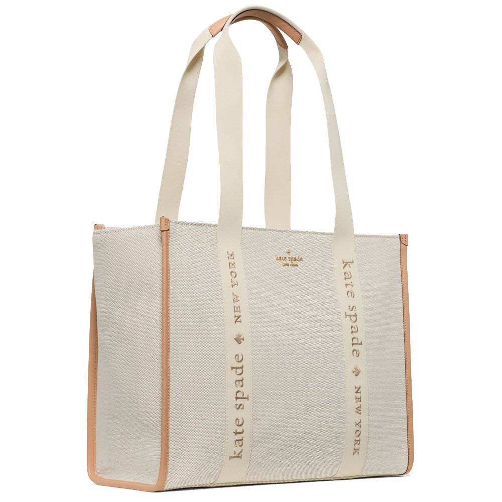 Kate Spade Kip Canvas Large Tote Light Fawn Multi Cream # KG765