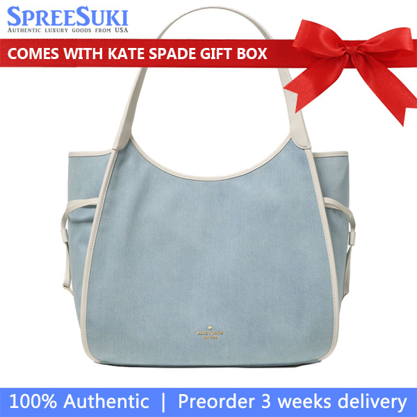 Kate Spade Stash Denim Large Carryall Bag Blue Multicolor # KN679