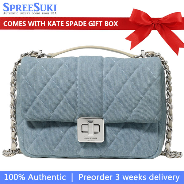 Kate Spade Carey Quilted Denim Crossbody Bag Blue Multicolor # KN591