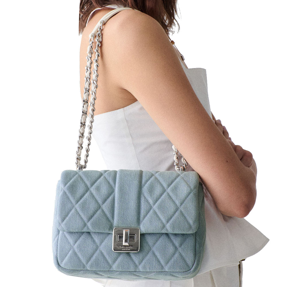 Kate Spade Carey Quilted Denim Crossbody Bag Blue Multicolor # KN591