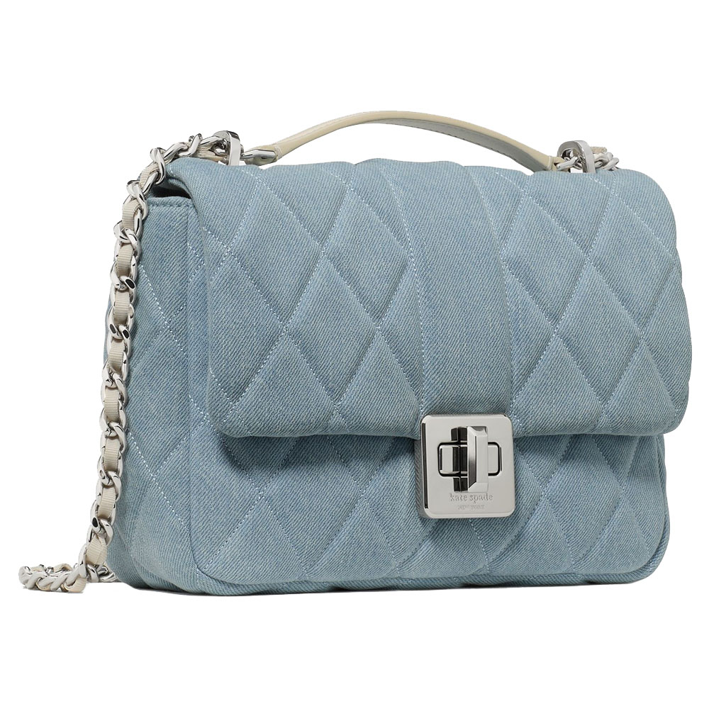 Kate Spade Carey Quilted Denim Crossbody Bag Blue Multicolor # KN591