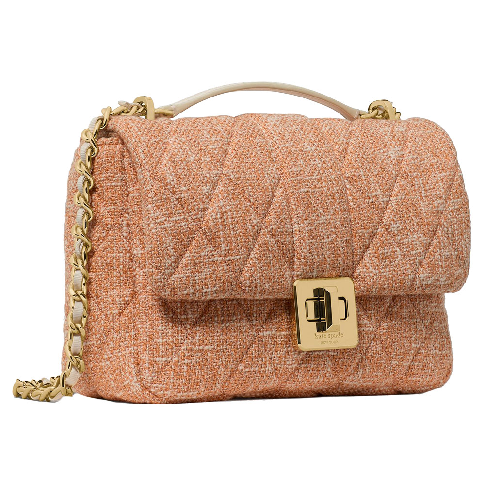 Kate Spade Carey Quilted Tweed Crossbody Bag Orange Jasper Multi # KN593