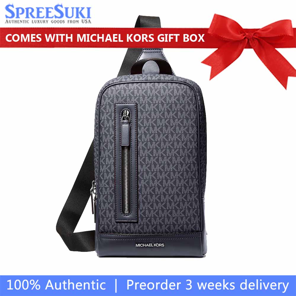 Michael Kors Cooper Signature Logo Sling Pack Admiral Pale Blue Dark blue # 37F5LCOC2B