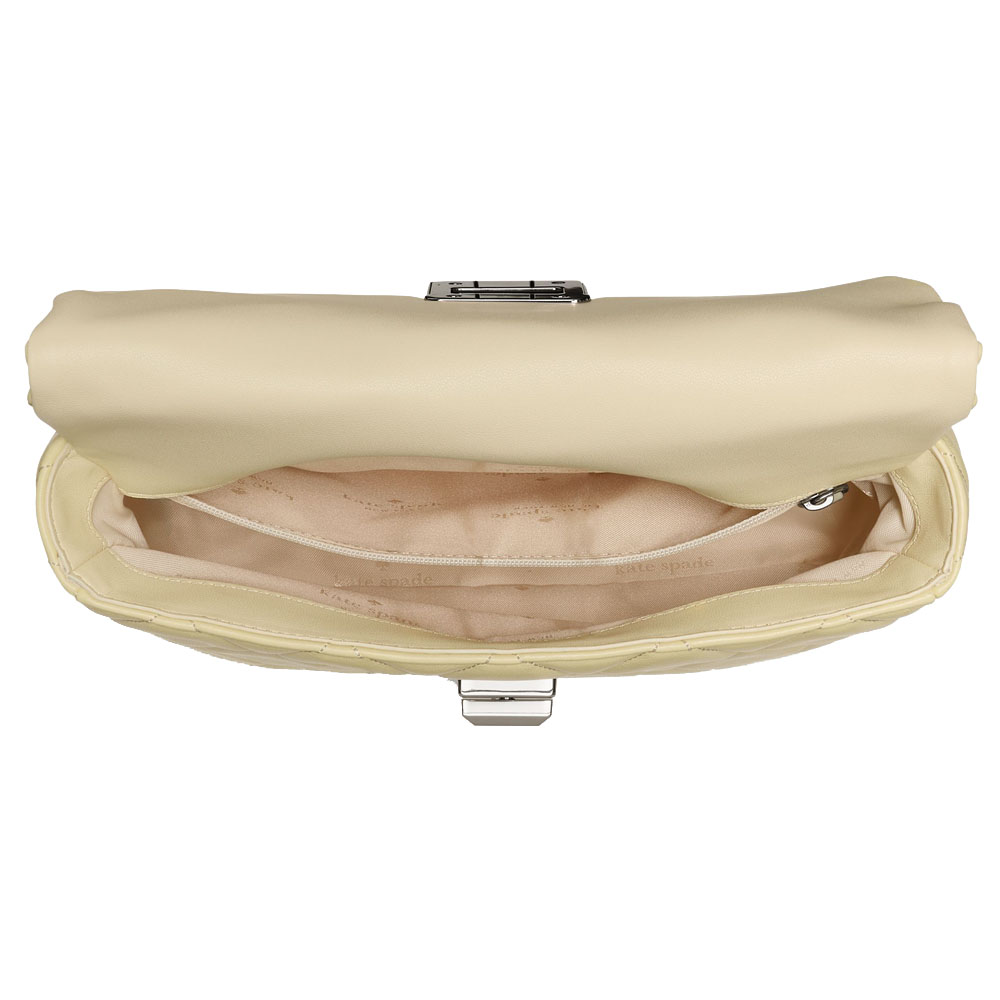 Kate Spade Carey Quilted Crossbody Bag Lemon Fondant Light yellow # KN592