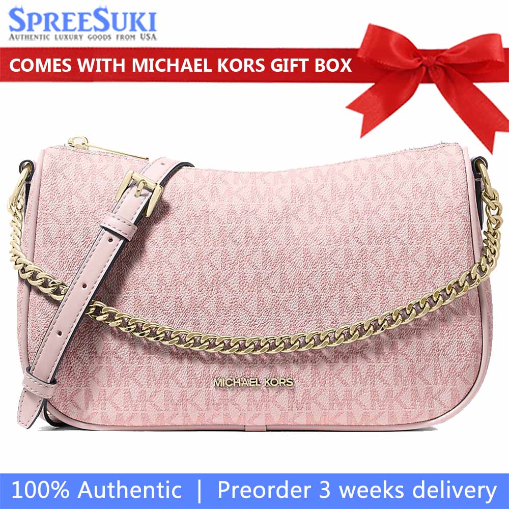 Michael Kors Carmela Medium Signature Logo Convertible Crossbody Bag Powder Blush Blush Pink # 35F4G1QC8B