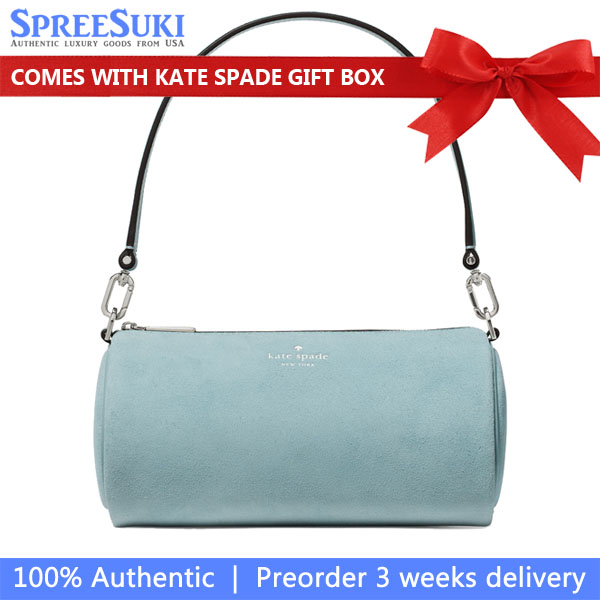 Kate Spade Roulette Suede Crossbody Bag Aventurine Blue # KO182
