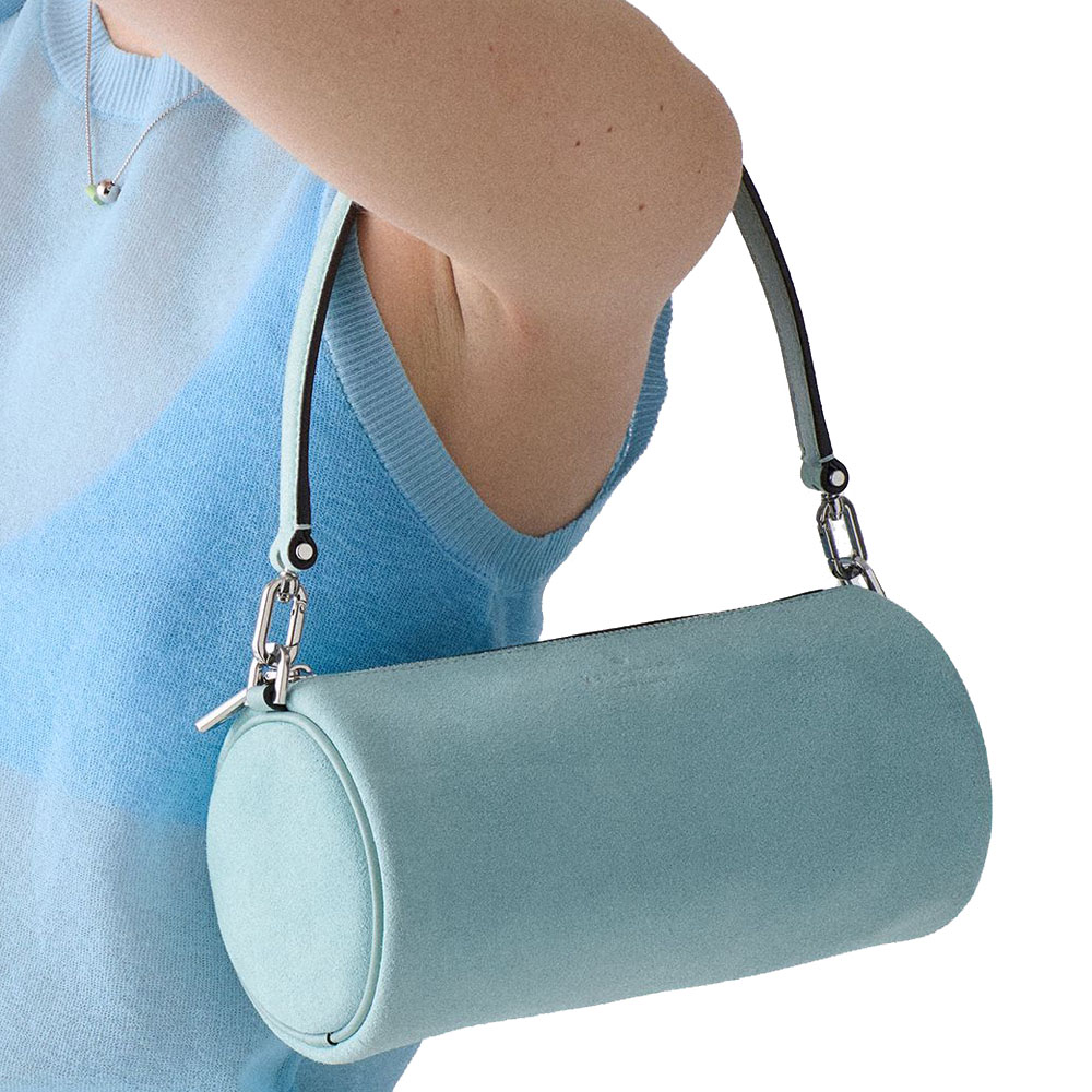 Kate Spade Roulette Suede Crossbody Bag Aventurine Blue # KO182