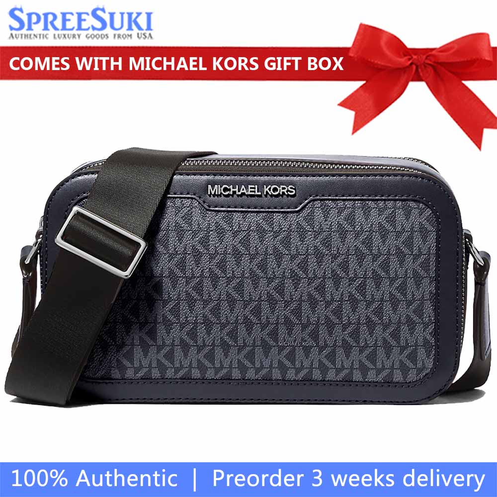Michael Kors Cooper Signature Logo Crossbody Bag Admiral Pale Blue Dark blue # 37F5LCOM5B