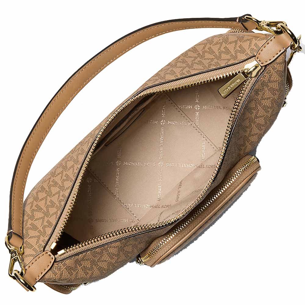 Michael Kors Merritt Small Signature Logo Convertible Shoulder Bag Camel Light Brown # 35S6G0WC1V