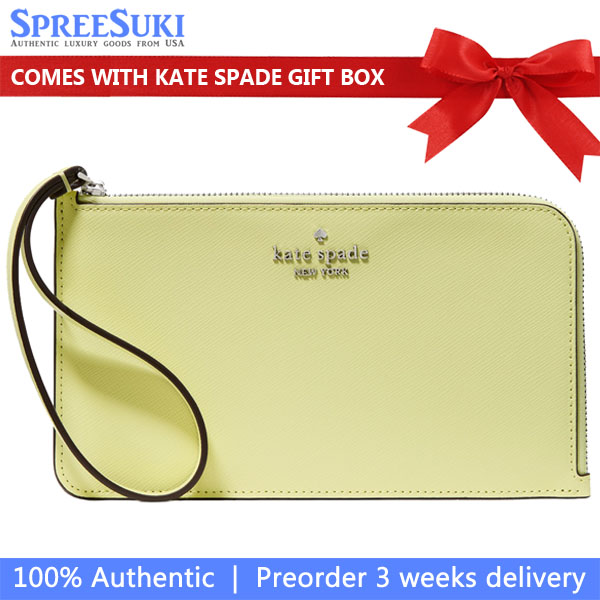Kate Spade Large Wristlet Pouch Lucy Medium L-Zip Wristlet Tennis Ball Light green # KD546