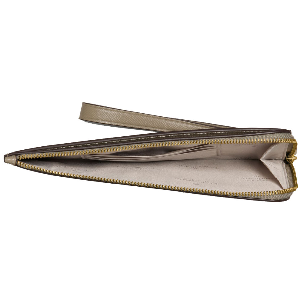 Kate Spade Large Wristlet Pouch Lucy Medium L-Zip Wristlet Oyster Shell Grey # KD546