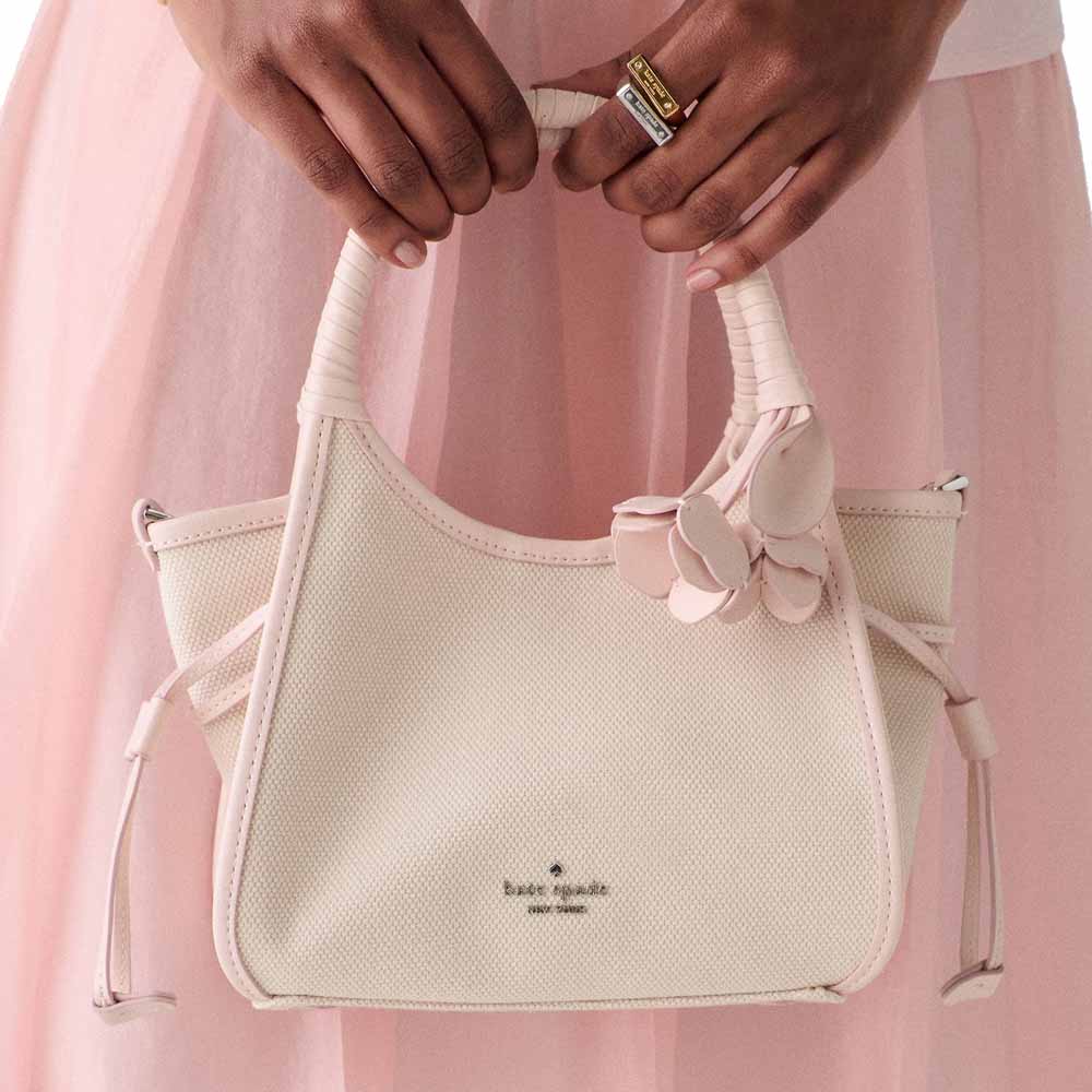 Kate Spade Stash Canvas Floral Small Carryall Bag Pearl Pink Multi Light pink # KN646