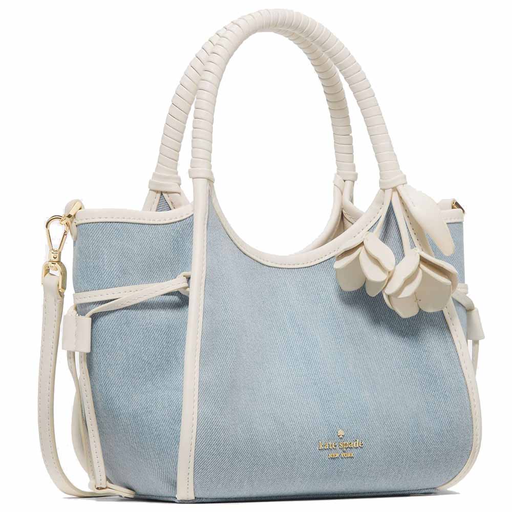 Kate Spade Stash Denim Floral Small Carryall Bag Blue Multicolor Light blue # KN649