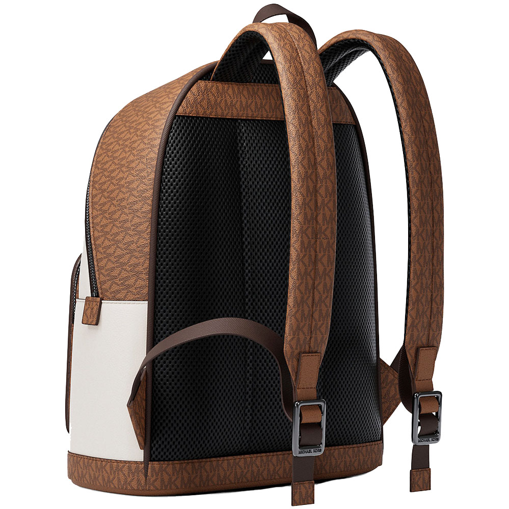 Michael Kors Cooper Medium Pebbled Leather And Signature Logo Commuter Backpack Light Cream Luggage # 37R6LCOB2L