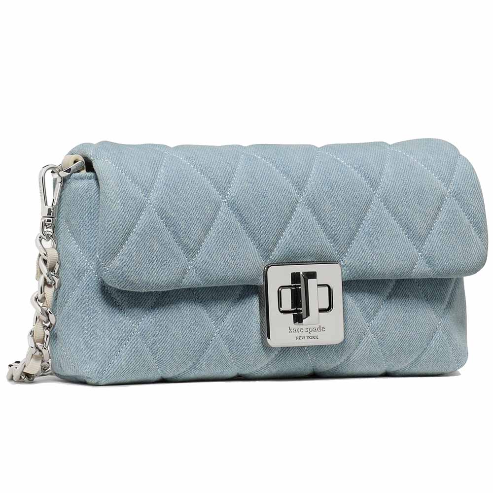 Kate Spade Carey Denim Wallet On Chain Blue Multicolor Light blue # KN709