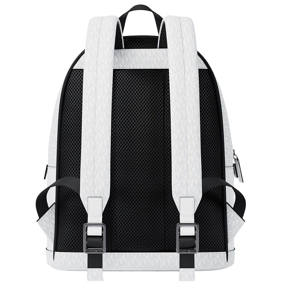 Michael Kors Cooper Medium Pebbled Leather And Signature Logo Commuter Backpack Bright White # 37R6LCOB2L