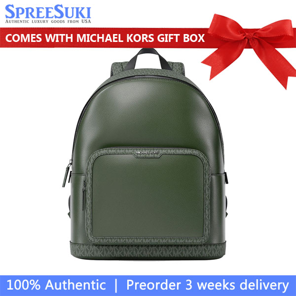 Michael Kors Cooper Medium Pebbled Leather And Signature Logo Commuter Backpack Moss Dark Green # 37R6LCOB2L