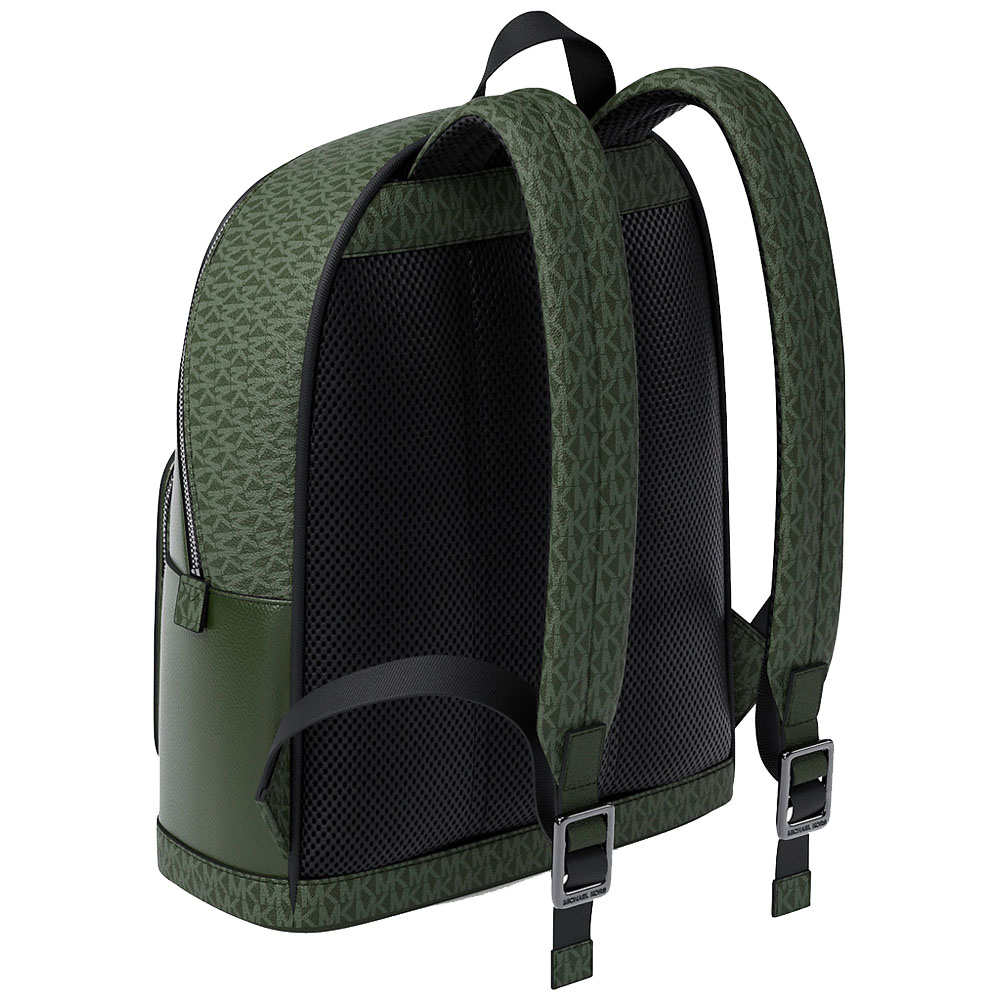 Michael Kors Cooper Medium Pebbled Leather And Signature Logo Commuter Backpack Moss Dark Green # 37R6LCOB2L