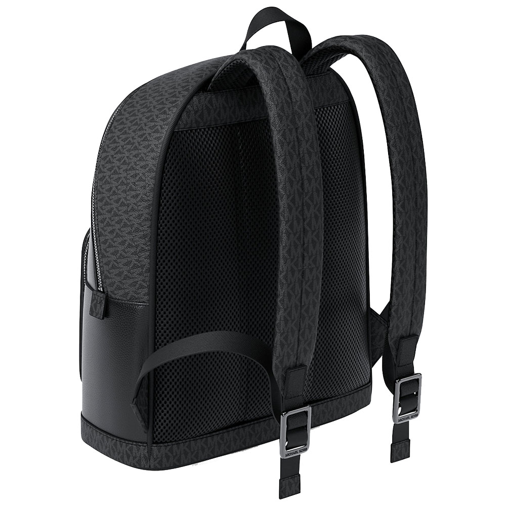 Michael Kors Cooper Medium Pebbled Leather And Signature Logo Commuter Backpack Black # 37R6LCOB2L