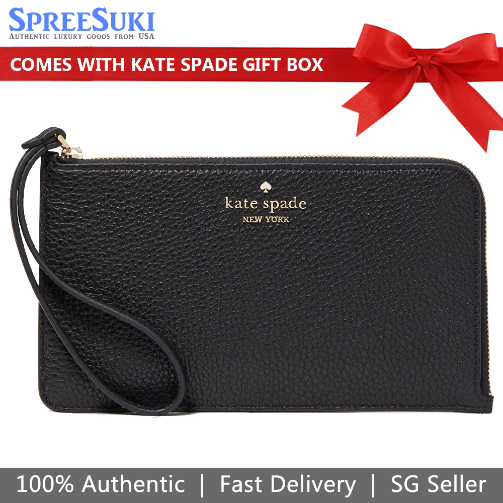 Kate Spade Large Wristlet Lucy Medium L-Zip Wristlet Black # KE574