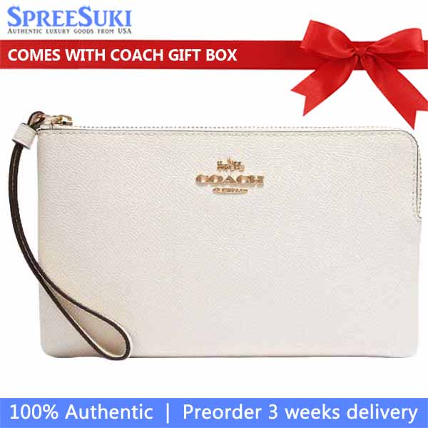 Coach Large Corner Zip Wristlet Chalk White # CV395