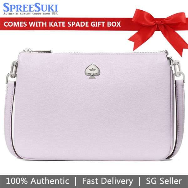 Kate Spade Kayla Small Triple Compartment Crossbody Light Frozen Lilac Light Purple # KL806