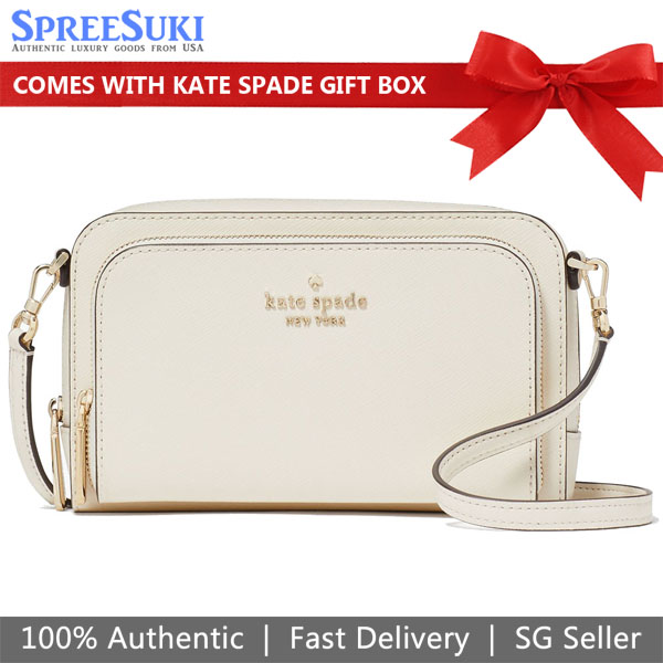 Kate Spade Staci Dual Zip Around Mini Crossbody Meringue Off White # KG036