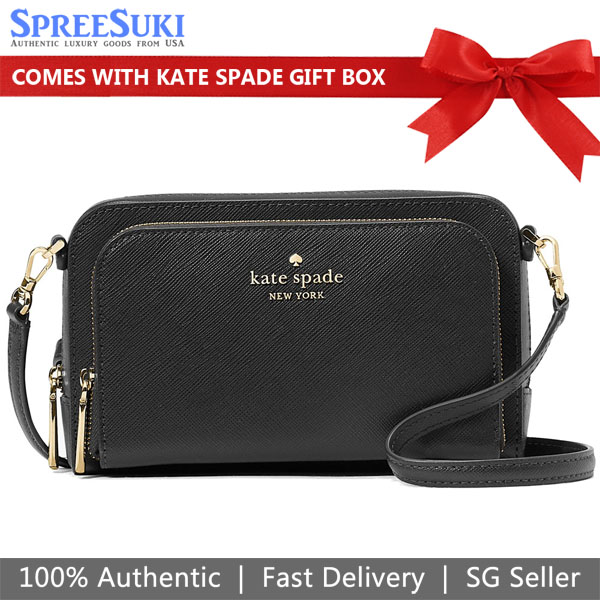 Kate Spade Staci Dual Zip Around Mini Crossbody Black # KG036