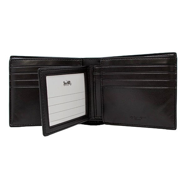 Coach Men Compact Id Wallet In Signature Charcoal Black # CW380D1