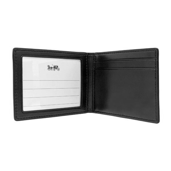 Coach Men Compact Id Wallet In Signature Charcoal Black # CW380D1