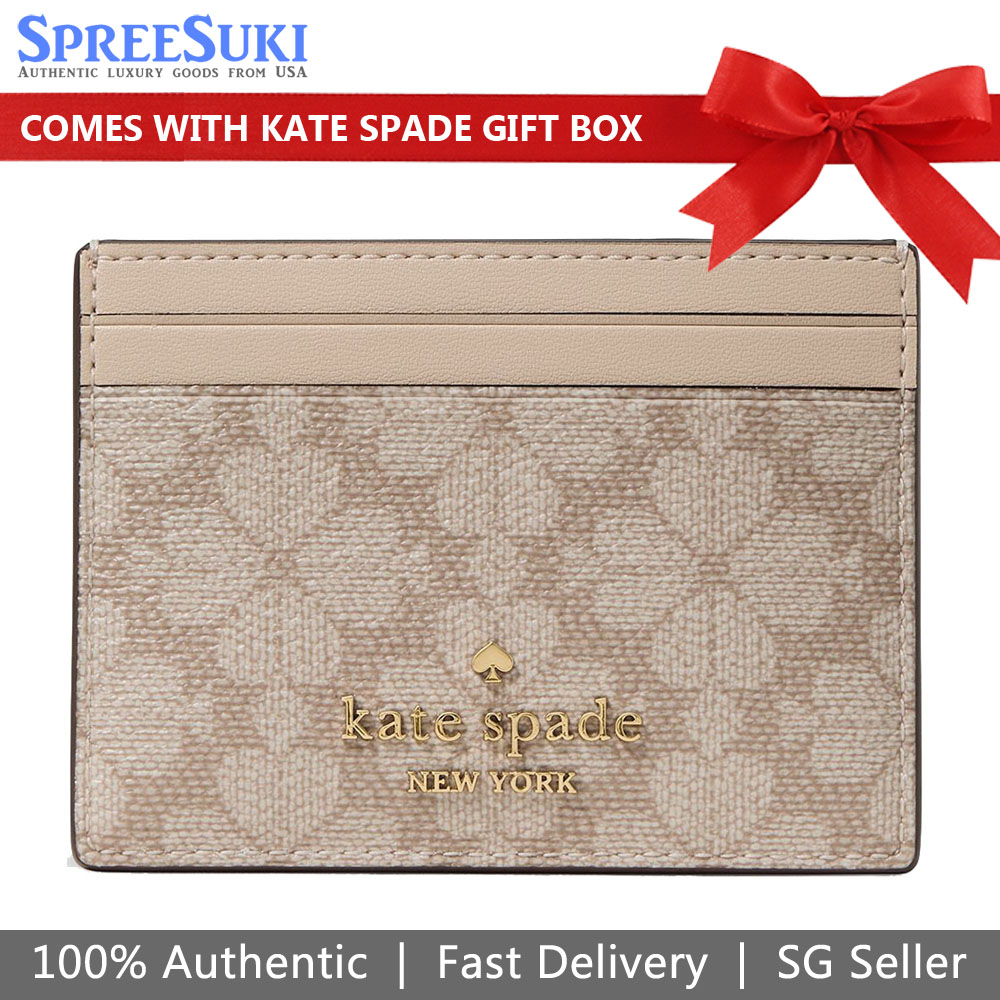 Kate Spade Spade Flower Small Slim Card Holder Dark Beige Multi # KN761