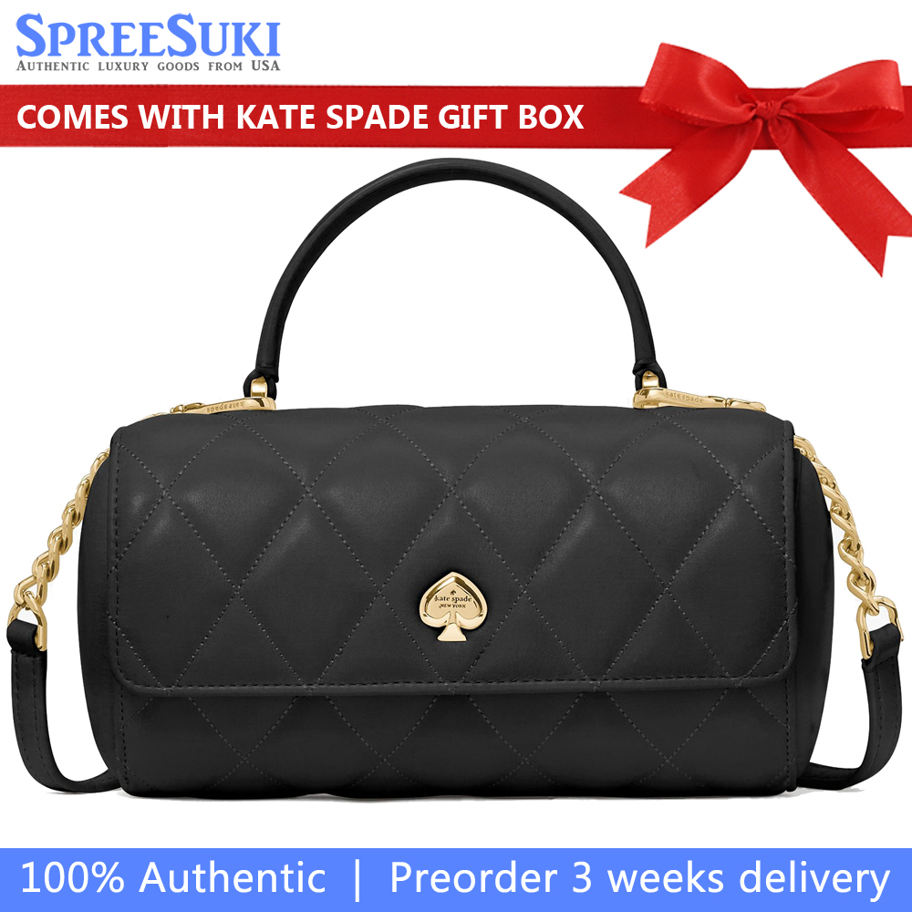 Kate Spade Heart Barrel Quilted Crossbody Black # KK175