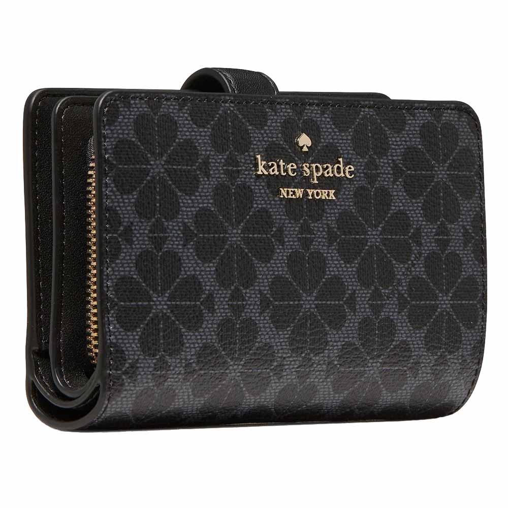 Kate Spade Spade Flower Medium Bifold Wallet Black # KN756