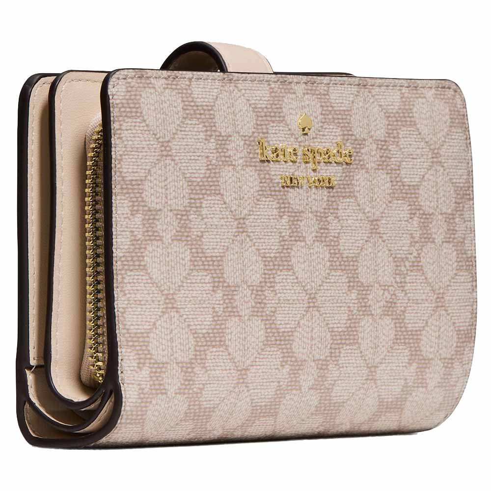 Kate Spade Spade Flower Medium Bifold Wallet Dark Beige # KN756