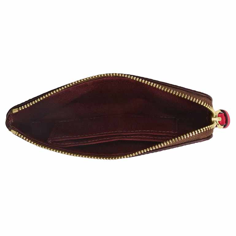 Coach Corner Zip Wristlet In Signature Canvas Tan Carnation # CAQ75