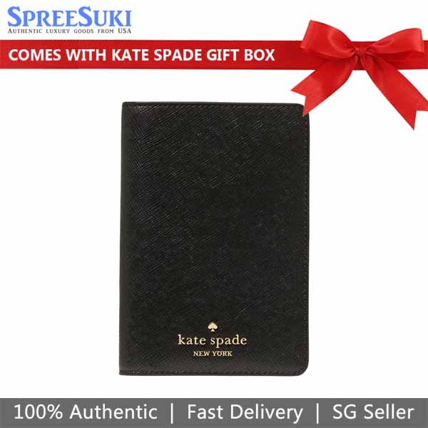 Kate Spade Saffiano Leather Passport Holder Black # KN778