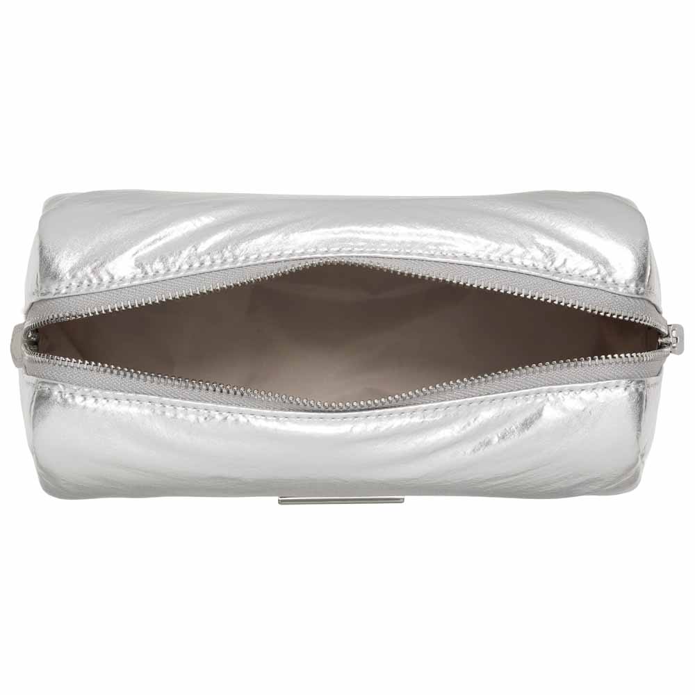 Kate Spade Carter Metallic Cosmetic Pouch Makeup Bag Silver # KM591