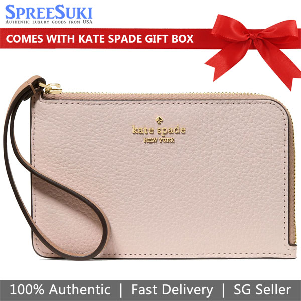Kate Spade Lucy Small Card Holder Wristlet Powdered Sugar Multi Beige # KN738