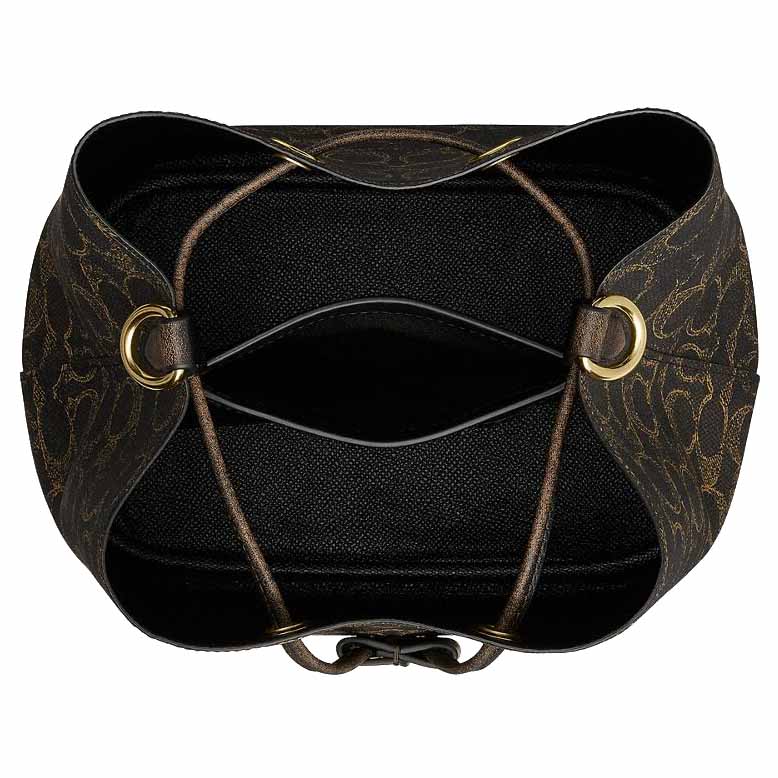 Coach Rowan Bucket Bag In Loved Signature Canvas With Charms Brown # CDY21