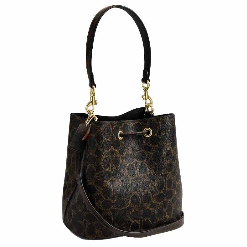 Coach Rowan Bucket Bag In Loved Signature Canvas With Charms Brown # CDY21