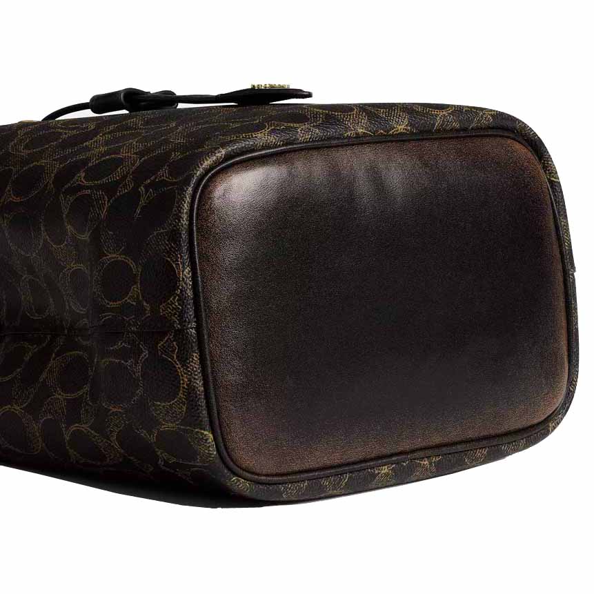 Coach Rowan Bucket Bag In Loved Signature Canvas With Charms Brown # CDY21