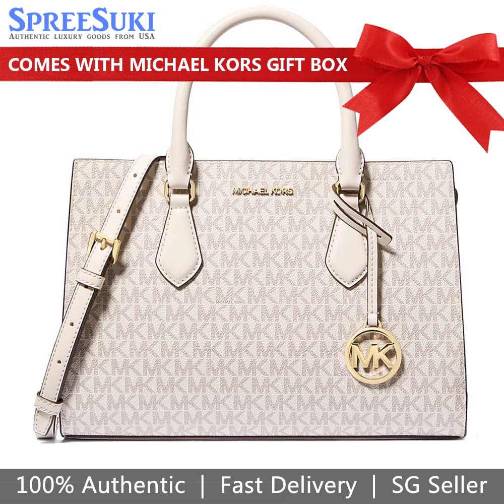 Michael Kors Sling Bag Crossbody Sheila Medium Logo Satchel Light Cream # 35S3G6HS2B