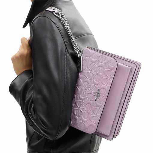 Coach Klare Crossbody Bag In Signature Leather Silver Light Violet Light Purple # CDA97